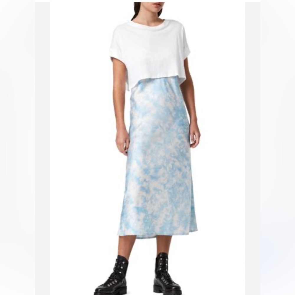 All Saints IMO T-Shirt & Tie Dye Midi Dress size small